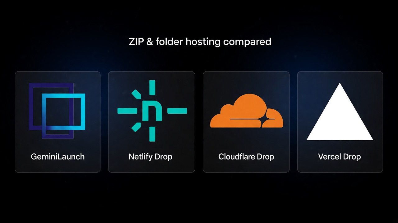 GeminiLaunch compared with Netlify Drop, Cloudflare Drop, and Vercel Drop